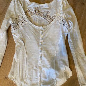 White lace button down Free People shirt